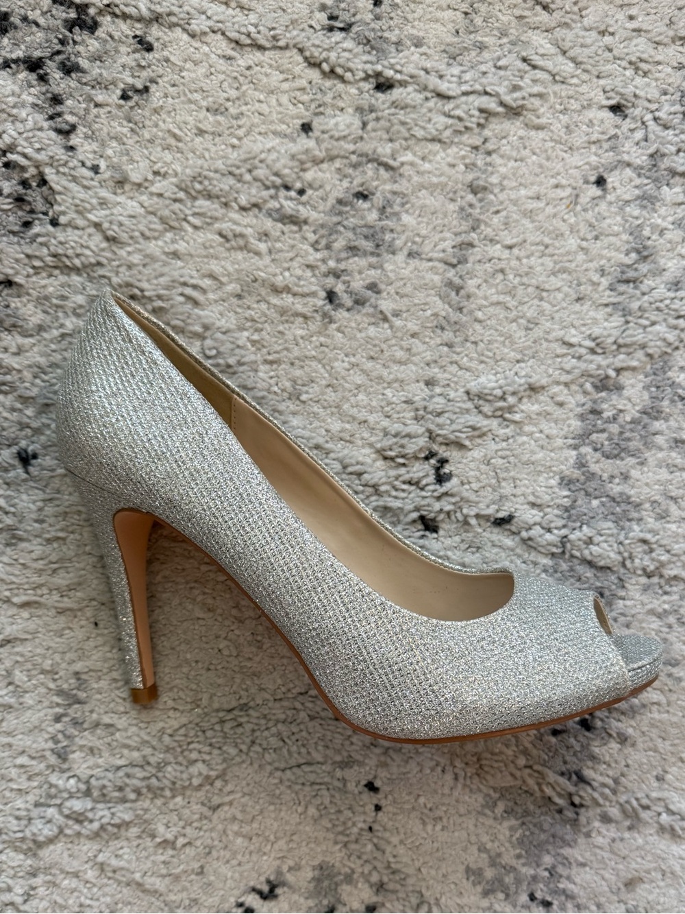 Sparkly Silver Peep-Toe Heels - size 39 (8.5/9)
